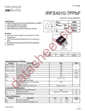 IRFS4010-7PPBF datasheet  